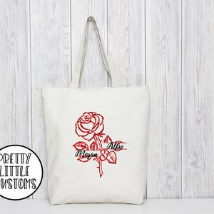 Customised glitter rose monogram - your names - tote shopper bag - Bride gift, mr mrs,  hen personalised weddin married bachelorette