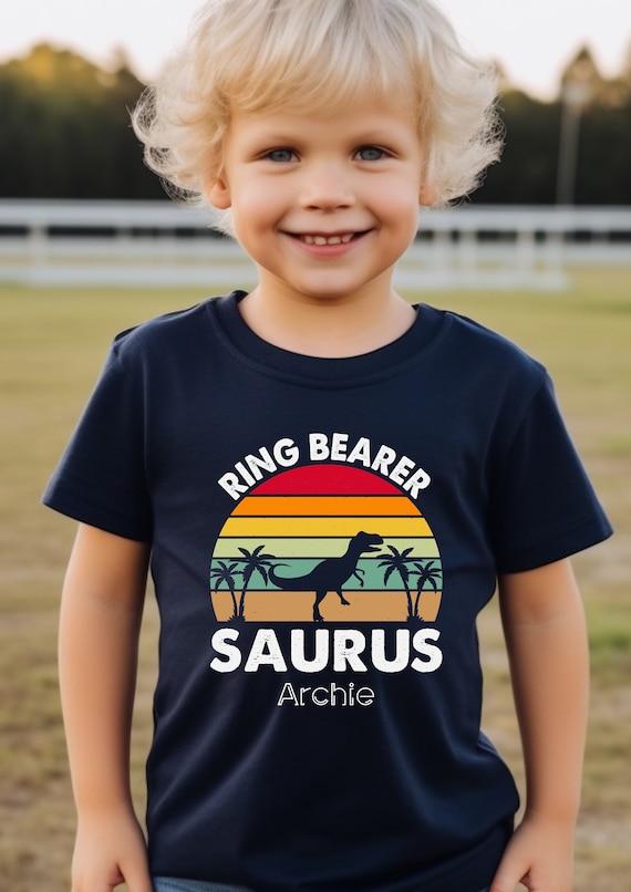Kids Ring Bearer Shirt - Dinosaur Graphic Wedding Party Gift Kids Ring Bearer Shirt - Dinosaur Graphic Wedding Party Gift
