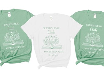 Personalised  custom hen party tops t-shirts bachelorette bridal party shirts bride tribe bride squad team bride mint book club floral print