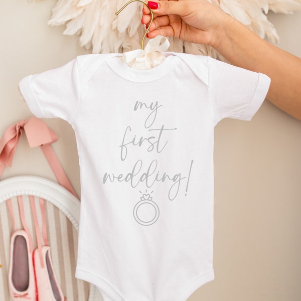 My first 1st wedding bridal party wedding guest photo prop outfit baby vest bodysuit - flower girl, page boy - ring design