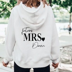 Moletom com capuz personalizado com estampa de seu nome, para casamento, noiva, personalizado, lua de mel, despedida de solteira
