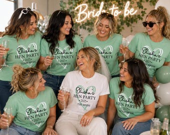 Personalised  custom hen party tops t-shirts bachelorette bridal party shirts bride tribe bride squad team bride - mint - heart print