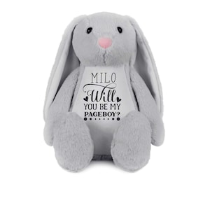 Personalised your role page boy pageboy will you be our ring bearer wedding party kids bunny rabbit soft toy teddy keepsake gift proposal