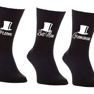 &quot;Bräutigam, Trauzeuge, Vater der Braut, Trauzeuge, Platzanweiser Hut Druck 5er Set Hochzeit Braut Party Socken / Geschenk / Gunst / Junggesellenabschied