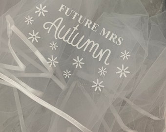 Personalised Future Mrs (Your Name) hen party veil - bride, bridal