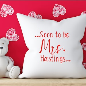 Personalised soon to be Mrs your surname print cushion cover optional cushion wedding married new mrs future mrs wedding bride valentine
