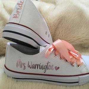 Bridal party trainers / shoes / converse iron on vinyl transfers / decals - rose gold metallic