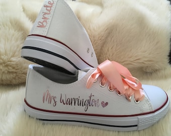 Bridal party trainers / shoes / converse iron on vinyl transfers / decals - rose gold metallic