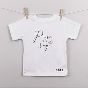 Personalised Page Boy pageboy wedding party kids white  t-shirt heart design