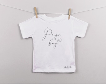 Personalised Page Boy pageboy wedding party kids white  t-shirt heart design
