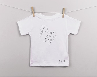 Personalised Page Boy pageboy wedding party kids white  t-shirt heart design