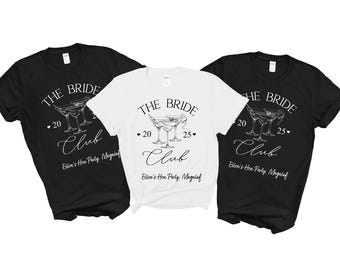 Personalised your name, year, place  hen party tops t-shirts bachelorette bridal shirts  - bride club - black / white - cocktail print