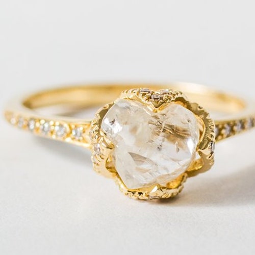 Rough Diamond Engagement Ring 2 Carat Engagement Ring Etsy