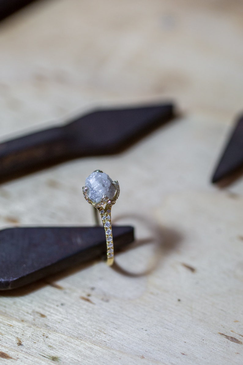 Rough Diamond Engagement Ring 2 Carat Engagement Ring Etsy