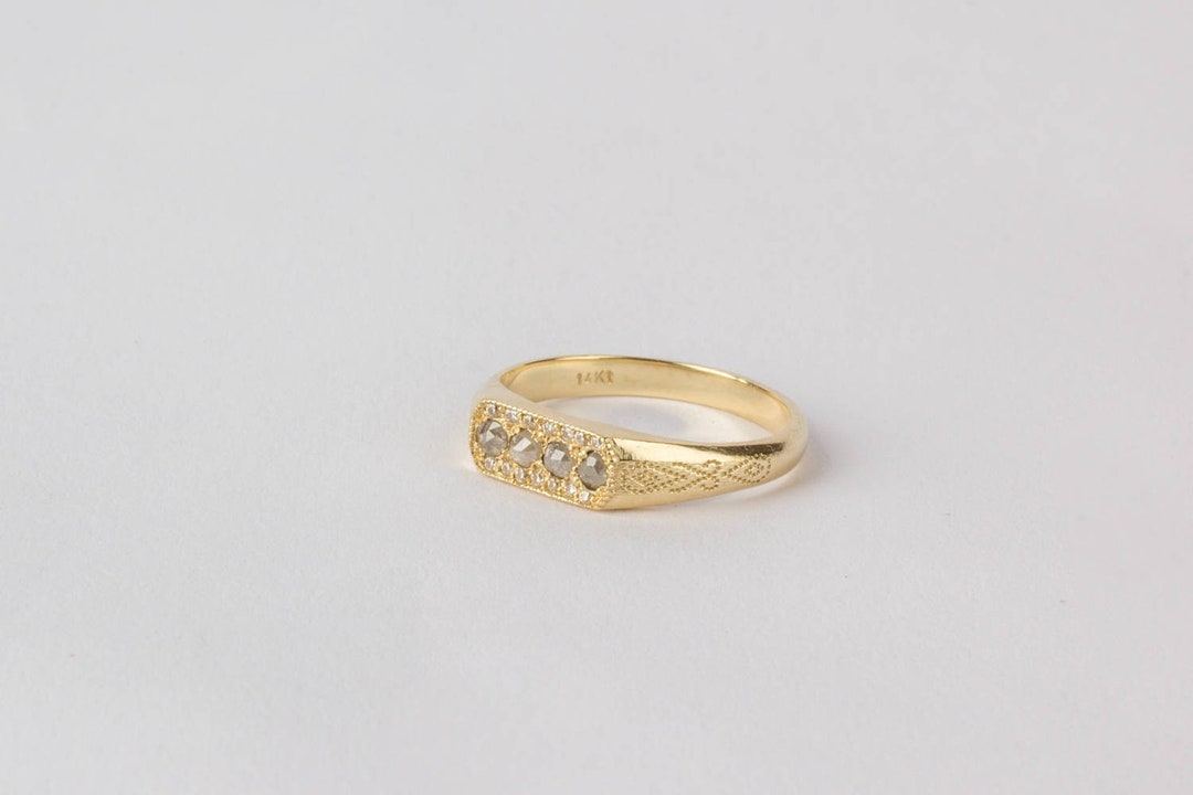 Solid 18k Gold Rough Diamond Ring 18k Gold Art Deco - Etsy Israel