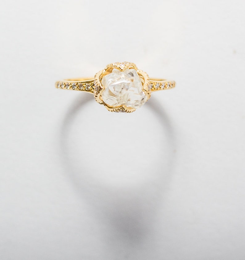 Rough Diamond Engagement Ring 2 Carat Engagement Ring Etsy