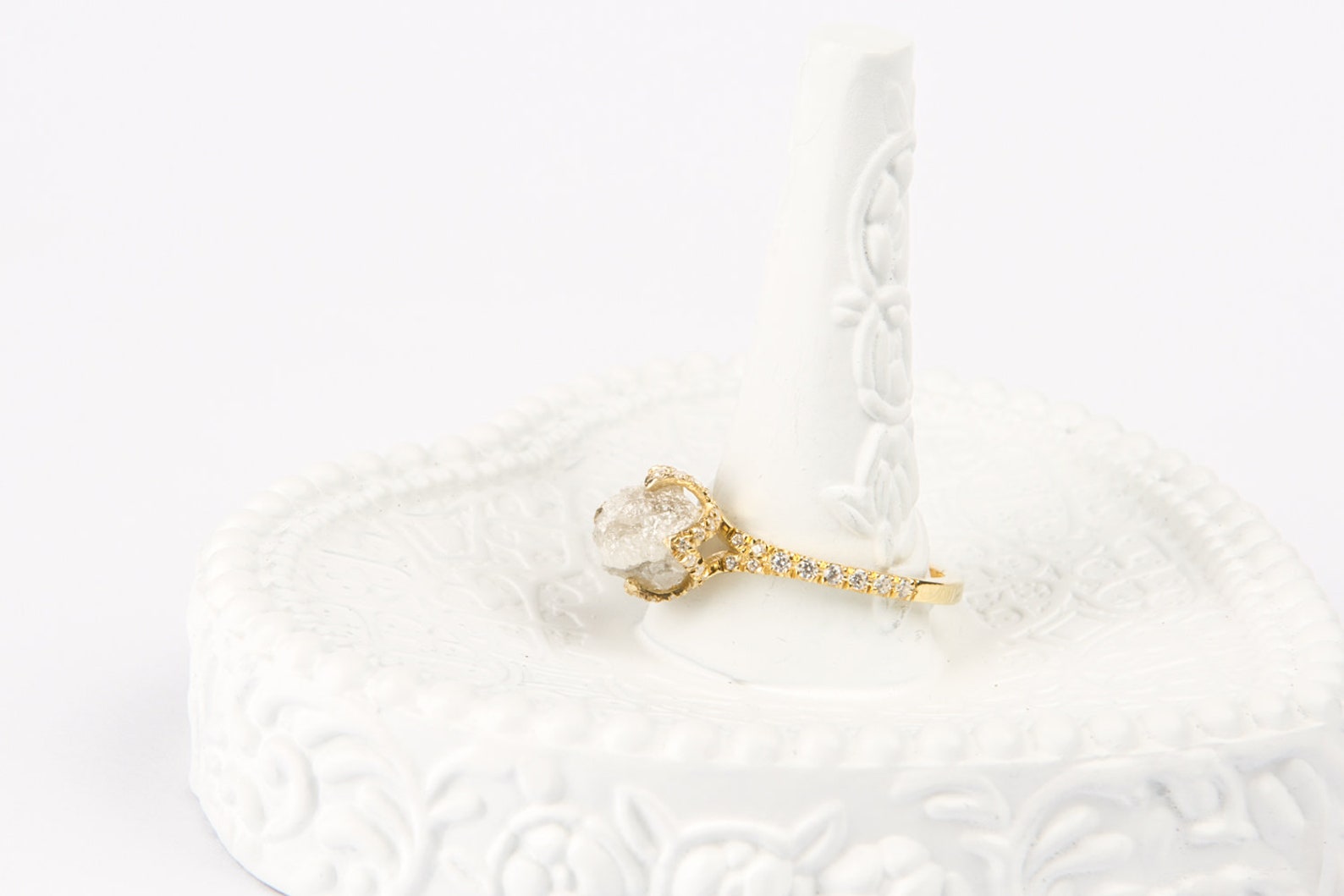 Rough Diamond Engagement Ring 2 Carat Engagement Ring Etsy