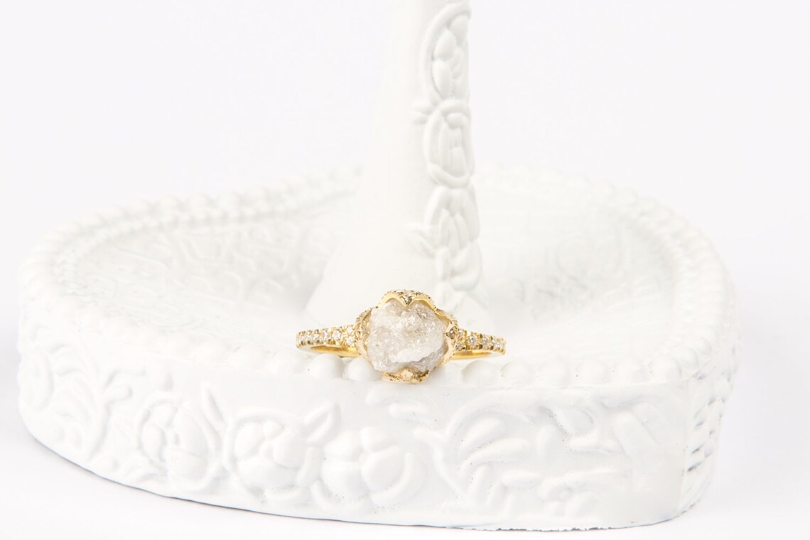 Rough Diamond Engagement Ring 2 Carat Engagement Ring Etsy