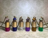 Mix match distressed gold tone rollerball bottle, essential oil vial, roller ball necklace, precious oil keeper