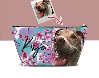 Bolsa de maquillaje personalizada para mamá perruna, bolsa de accesorios personalizada para mamá perruna, bolsa de cosméticos personalizada para mascotas con foto de perro, regalo para amantes de los perros, regalo para mamá perruna
