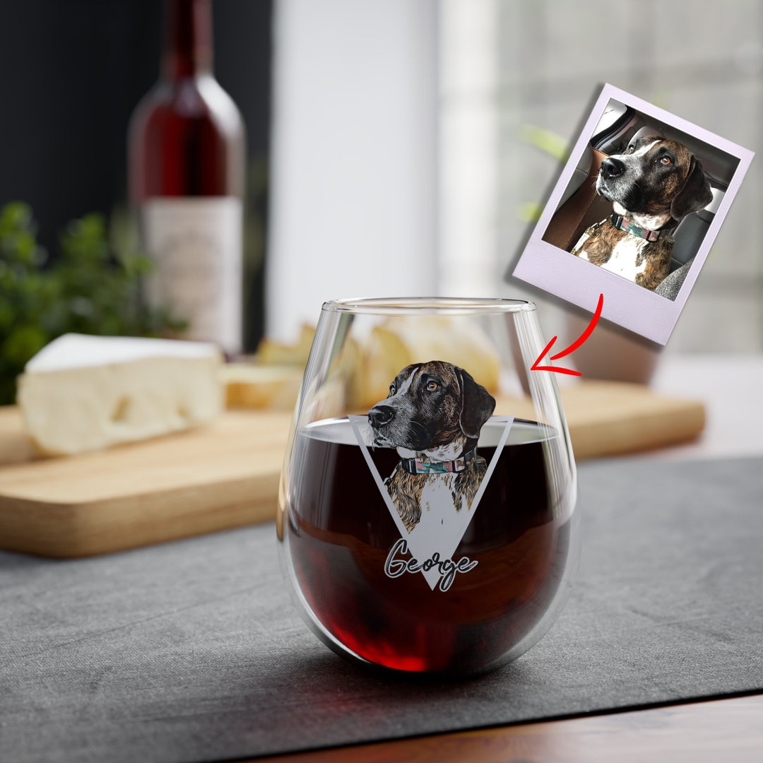 Customized Dog Wine Glass, Pet Wine Glass Personalized, Pet Photo Wine