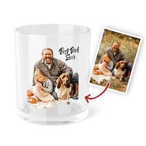 Custom Whiskey Glass, Personalized Photo Whiskey Glasses, Unique Barware Gifts for Him, Fathers Day Gifts, Valentines Gift, Dad Gift