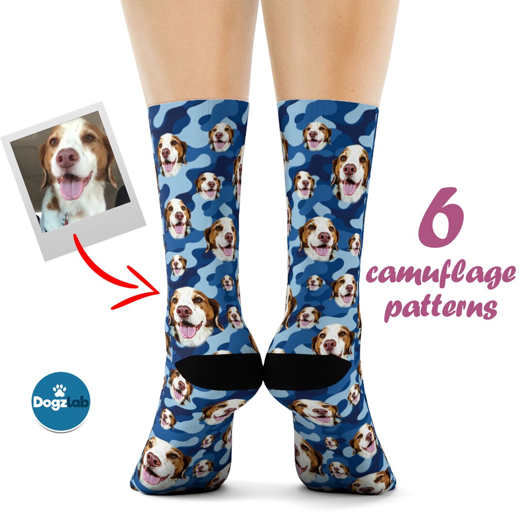 Customized Dog Socks, Camouflage Dog Socks Custom, Dog Dad Camo Socks