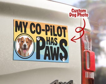 Pegatina o imán para parachoques de coche personalizado, imán con foto de mascota, imán para coche con foto de mascota, imanes divertidos para mascotas, regalo para papá perro, calcomanía personalizada para perro