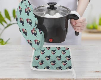Manopla y agarradera para perro personalizadas, guantes de horno personalizados para mascotas, guantes de horno personalizados para amantes de los perros, regalo para perros, manopla de horno con foto de mascota