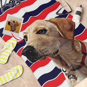 Customized Pet Portrait Beach Towel, Personalized Pet Beach Towel, Pet Photo Beach Towel, Dog Towel, Custom Beach Towel, Custom Beach Cloth