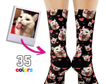 Personalized Pet Socks, Customized Cat Socks, Custom Kitty Socks, Cat Mom Socks, Picture Socks, Face Socks, Gift Socks