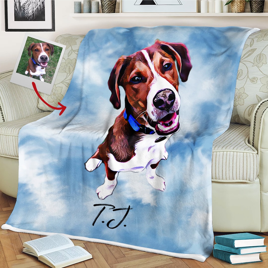 Custom Dog Face Blankets Personalized Dog Photo Blanket Dog Etsy