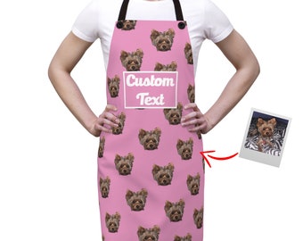 Custom Dog Apron, Custom Pet Face Apron, Pet Portrait Aprons with Custom Name, Funny Face Kitchen Apron, Dog mom gift, Dog Dad Gift