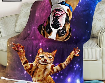 Custom Pet Portrait Blanket, Custom Dog Blanket, Personalized Dog Blanket, Cat Blanket Personalized, Pet Photo Blanket