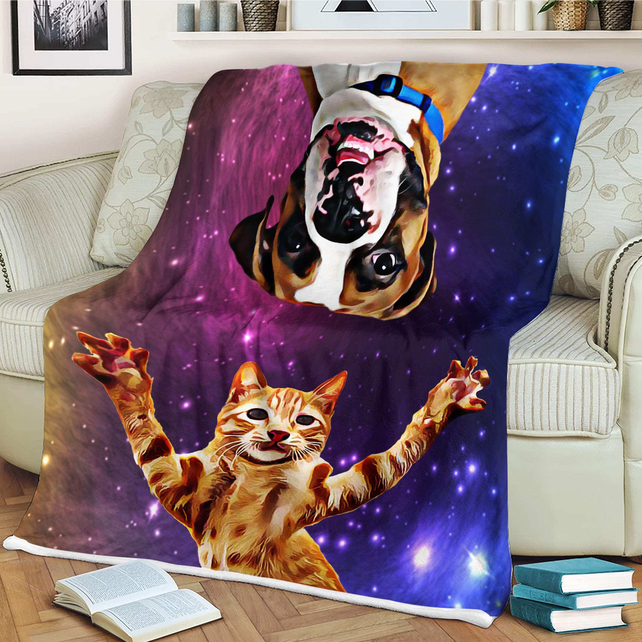 Custom Pet Portrait Blanket Custom Dog Blanket Personalized Etsy