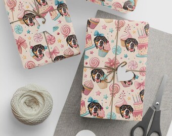 Custom Dog Birthday Wrapping Paper, Custom Dog Gift Wrap, Dog Photo Wrapping Paper, Pet Party Supplies, Custom Wrapping Paper