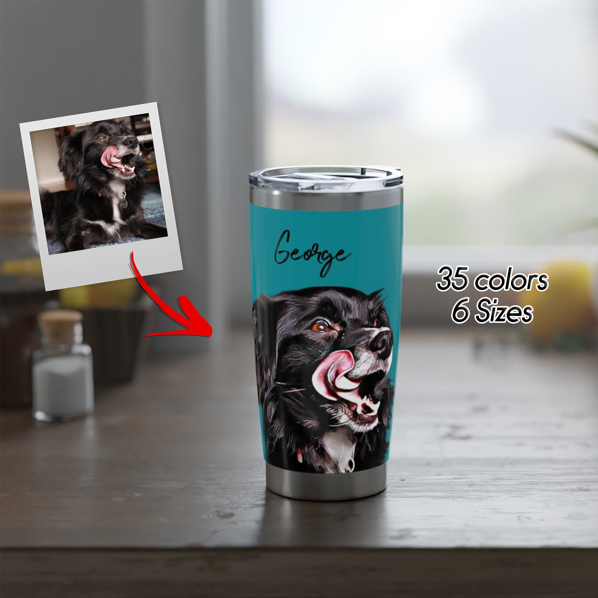Custom Pet Portrait 40 oz. Stainless Steel Insulated Tumbler with Hand –  The Emerald Hound