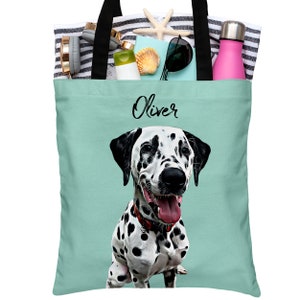 Personalized Dog Tote Bag, Customized Dog Mom Tote Bag, Gift for Dog Mom, Customized Dog Bag, Pet portrait Tote, Gift for dog lovers