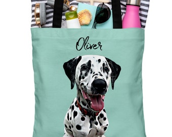 Personalized Dog Tote Bag, Customized Dog Mom Tote Bag, Gift for Dog Mom, Customized Dog Bag, Pet portrait Tote, Gift for dog lovers