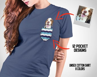 Pet in Pocket T-Shirt, Personalized Pet Picture T-Shirt, Put your pet in pocket shirt, Pocket Shirt, Dog Shirt, Cat Shirt, Funny Pet Shirt
