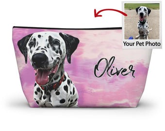 Bolsa de maquillaje personalizada con foto de mascota: Bolsa de maquillaje para perro personalizada, varios colores