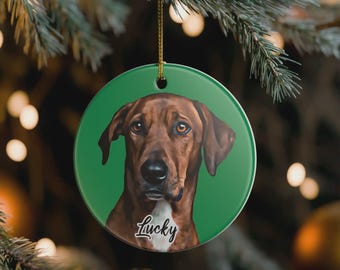 Custom Pet Portrait Ceramic Ornament Using Pet Photo, Personalized Pet Christmas Gift, Pet Loss Remembrance Ornament, Dog Ornament