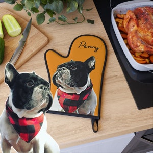 Custom Dog Mitt with Pot Holder, Personalized Dog Oven Mitts and Pot Holder, Dog Lovers Oven Gloves, Dog Gift, Christmas Gift