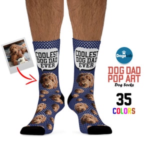 Dog Dad Socks, Custom Dog Socks, Dog Dad Gift, Coolest Dog Dad Ever, Dog Dad Customized Socks, Perosnalized Dog Dad Socks