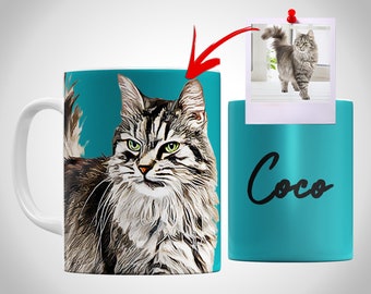 Custom Cat Mug, Cat Portrait Mug, Customized Pet Mug, Cat Mom Mug, Cat Lovers Gift, Pet Lovers Gift, Personalized Coffee Mug
