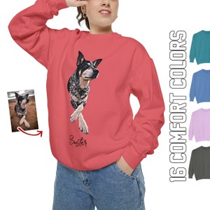Custom Pet Sweatshirt, Custom Dog Sweatshirt, Dog Portrait Sweatshirt, Cat Sweatshirt, Dog Dad Sweatshirt, Dog Mom Sweatshirt