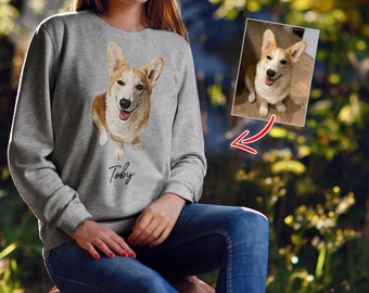 Custom Pet Portrait Sweatshirt, Dog Mom Sweatshirt, Custom Dog Sweatshirt For Women, Personalized Dog Sweatshirt, Dog Mom Gift, Dog lover