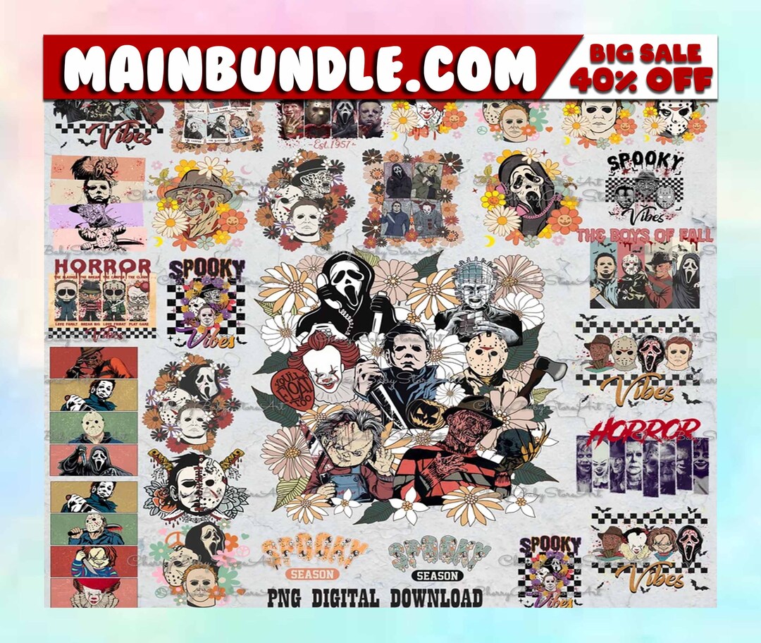Retro Horror Characters Bundle PNG 30 Designs Horror Movie - Etsy