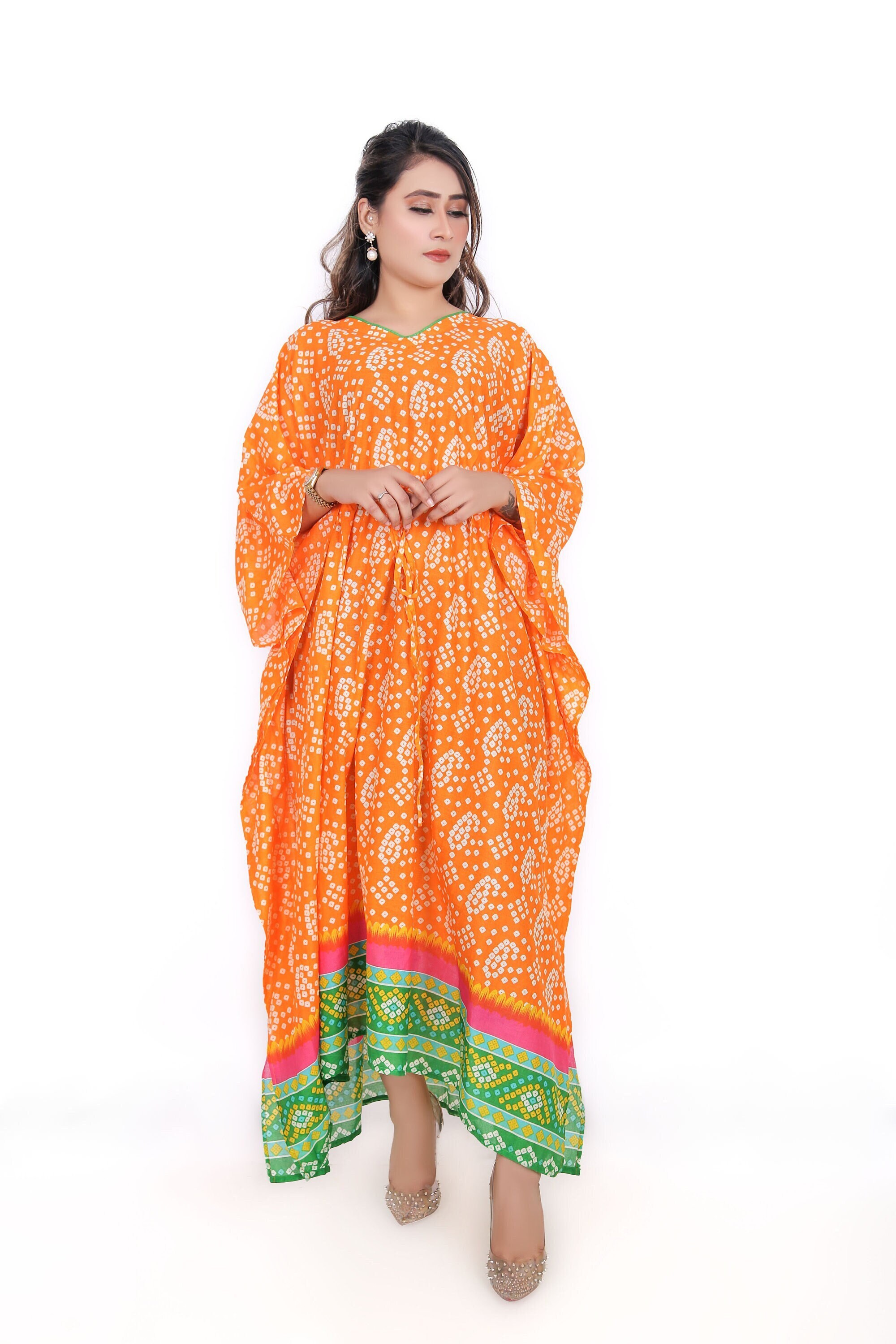 Cotton Lawn Batwing Caftan Plus Size 