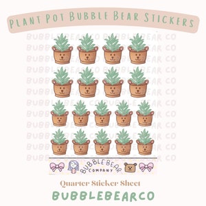 Bär Pflanze Sticker / Bär Charakter Sticker / Bär Doodle Sticker / Doodle Charakter Sticker / Plant Mom Sticker Plant Dad